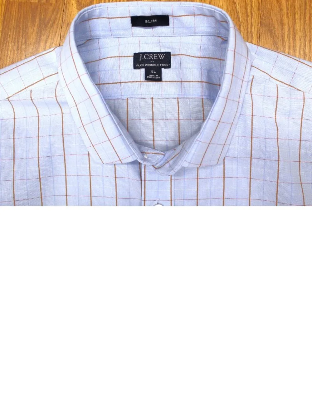 J.CREW SLIM FIT SHIRT COTTON/SPANDEX LIGHT BLUE & BROWN Sz X-LARGE, XL
